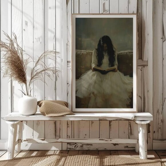 Original Dark Literary Art Print + Digital Copy, Vintage White Dress - Picture 8 of 10